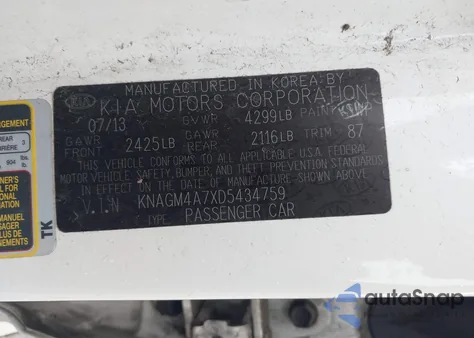 2013 Kia Optima Lx z USA, uszkodzony, nr VIN KNAGM4A7XD5434759